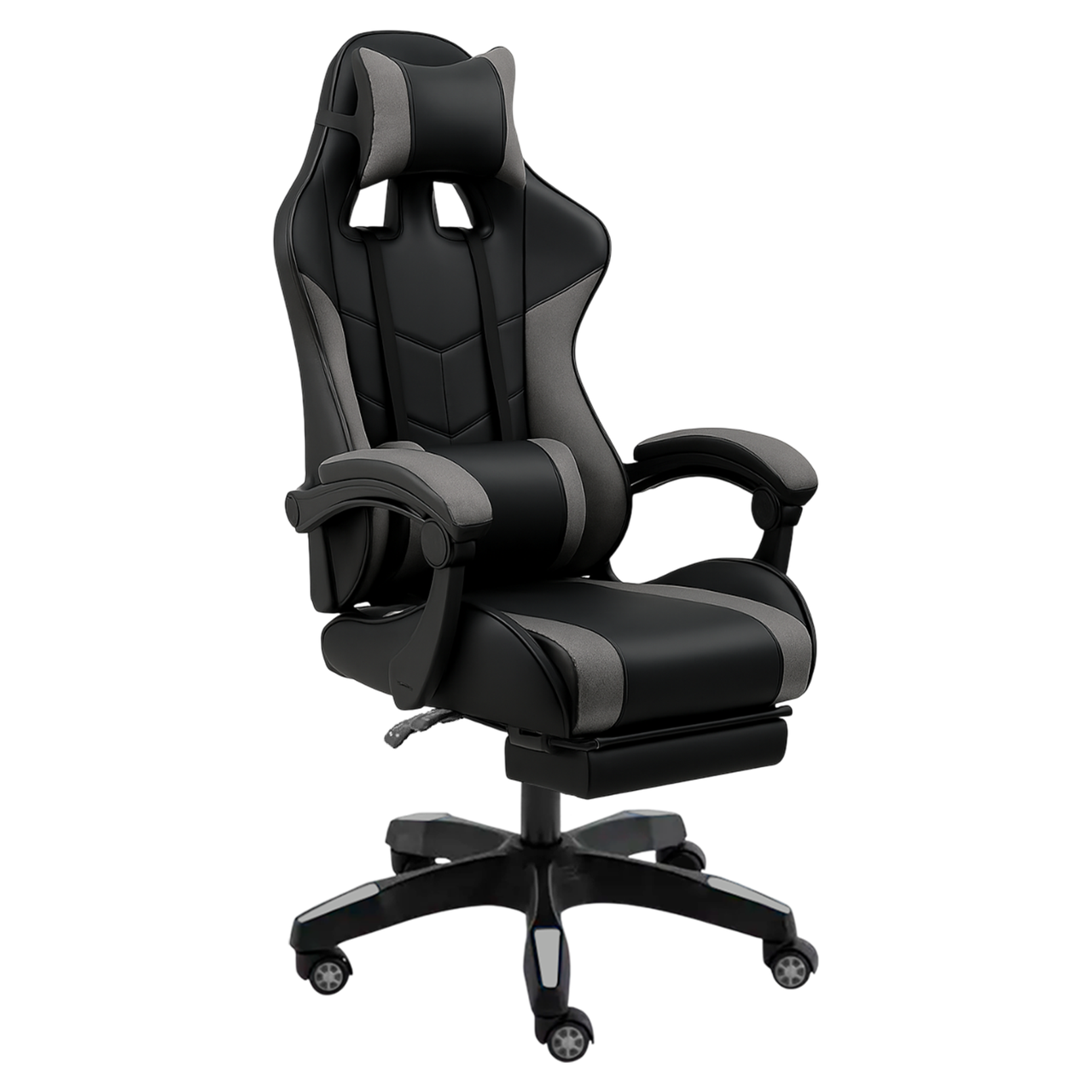 Геймерське ігрове крісло комп'ютерне 4Points Premium з підставкою для ніг з вставками з тканини спортивне для пк розкладне