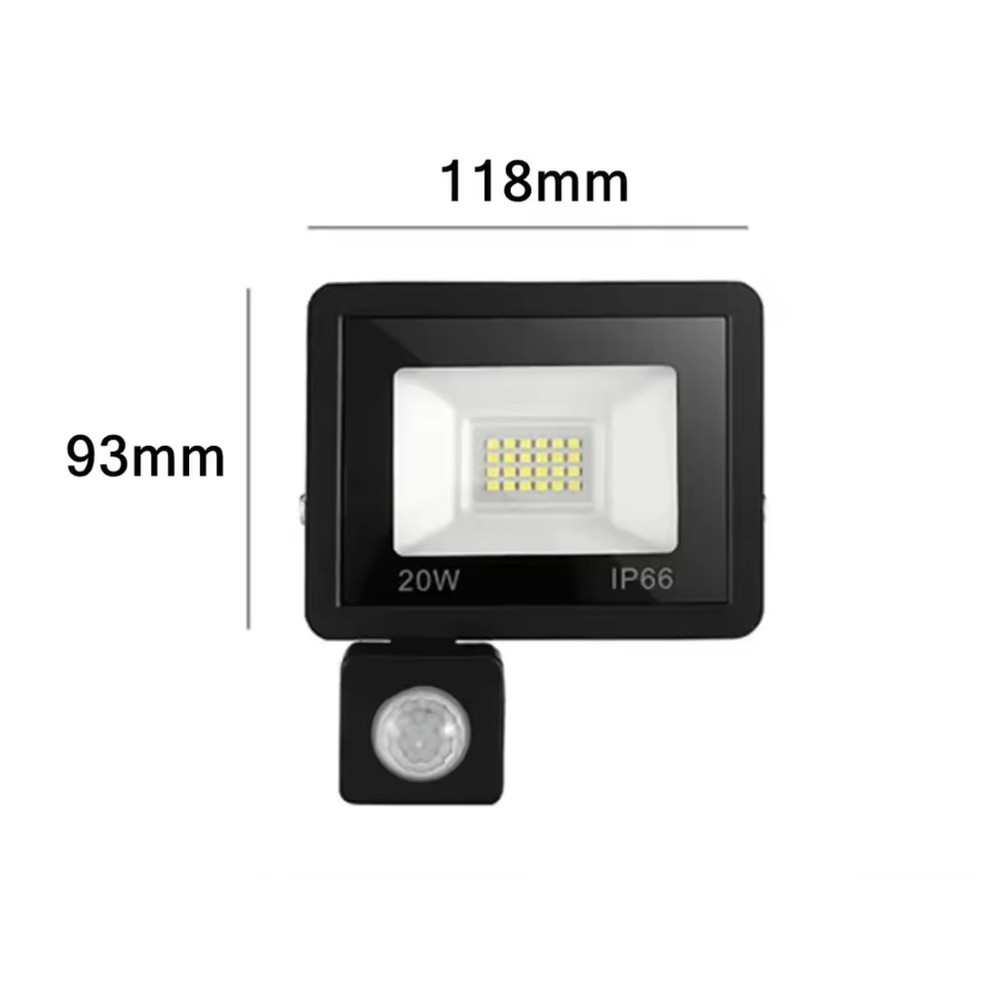 Світлодіодний LED прожектор з датчиком руху, тепле жовте світло 20W IP66, фото 1