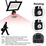 Світлодіодний LED прожектор з датчиком руху, тепле жовте світло 20W IP66, фото 5