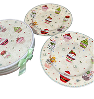 Набір тарілок 2 шт. новорічних R36248 "Домашнє Різдво" кераміка в подарунковій коробці  19 см Бежевий