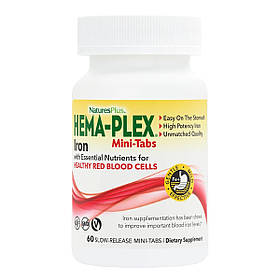 Залізо з поживними речовинами, Hema-Plex, Iron with Essential Nutrients, Natures Plus, 60 міні-таблеток