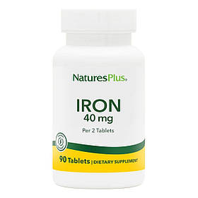 Залізо, 40 мг, Iron, Natures Plus, 90 таблеток