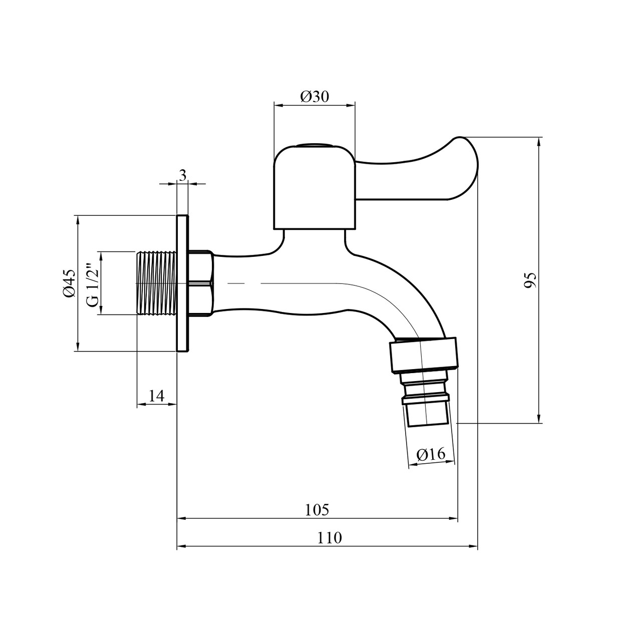 Кран для поливання Kroner KRP Edelstahl Klassisch — ESG0991 1/2'' НР, фото 1