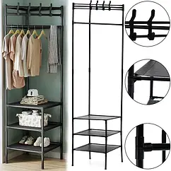 Кутова вішалка для одягу та взуття Мультифункціональна 10 гачків 4 полиці