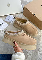 Зимние ботинки UGG Tasman Platform Beige угги на зиму