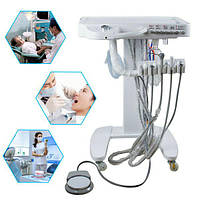 Мобильная стоматологическая установка с наконечником на 4 отверстия, трехходовым шприцем, портативная тележка, НОВИНКА