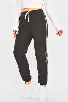 Спортивні штани жіночі на штучному хутрі темно-сірого кольору 207316M