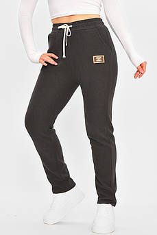 Спортивні штани жіночі на штучному хутрі темно-сірого кольору 207324M