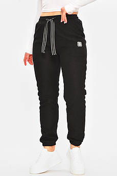 Спортивні штани жіночі на штучному хутрі чорного кольору р.4XL/5XL 207326M