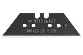 Лезо для ножа, трапеція, посилене, чорне, 61x19x0.6 мм Wurth (071566022)(10шт)
