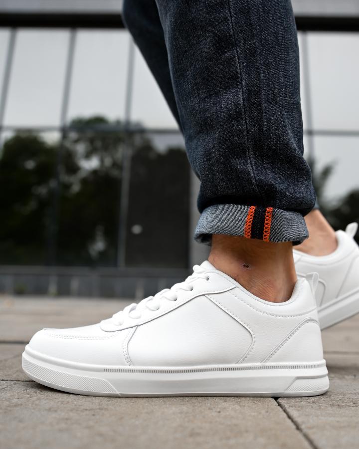 Чоловічі кросівки Basik білі з натуральної шкіри та підошвою EVA ПП8033 ТМ, фото 1