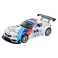 Металева машинка дитяча з ефектами Інерційна BMW Z4 GT3 Автопром Sport Білий