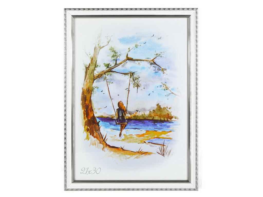 Фоторамка 21-30 біла з сріблом візерунок PL20 ТМ RAMKA, фото 1