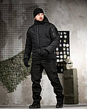 Зимовий польовий костюм 5в1 чорний куртка + фліс + штани + шапка + рукавички ПП8202 ТМ, фото 3