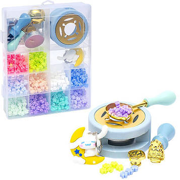 Набір для сургучного друку 10 кольорів 2 печатки, сургучна печатка для декорування конвертів, подарунків та альбомів (№-1)