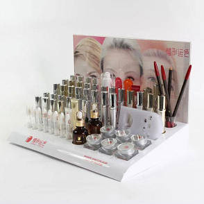 Підставка під косметику акрилова зі з'ємним тримачем для рекламного вкладишу 400х200х200 мм, фото 2