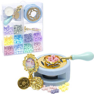 Набір для сургучного друку 10 кольорів 3 печатки, сургучний друк для декорування конвертів, подарунків та альбомів (№-3)