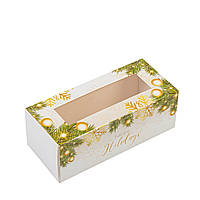 Коробка 140х60х50 для макаронс з вікном "Ялинки"