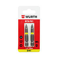 Біта PH1, 1/4IN, L50мм, 2шт. в блістері Wurth (1614176691902)