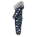 Дитячий зимовий комбінезон Аполло з хутром опушкою Утеплювач Termoloft Мембранна тканина Синя Арктика принт Розмір 74/80, фото 5