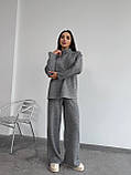 Ангоровий теплий жіночий костюм вільного крою, сірий ангоровий жіночий костюм, фото 3
