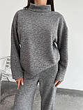 Ангоровий теплий жіночий костюм вільного крою, сірий ангоровий жіночий костюм, фото 5
