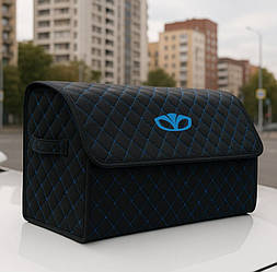 Органайзер у багажник автомобіля, чорний з синьою ниткою та лого Деу