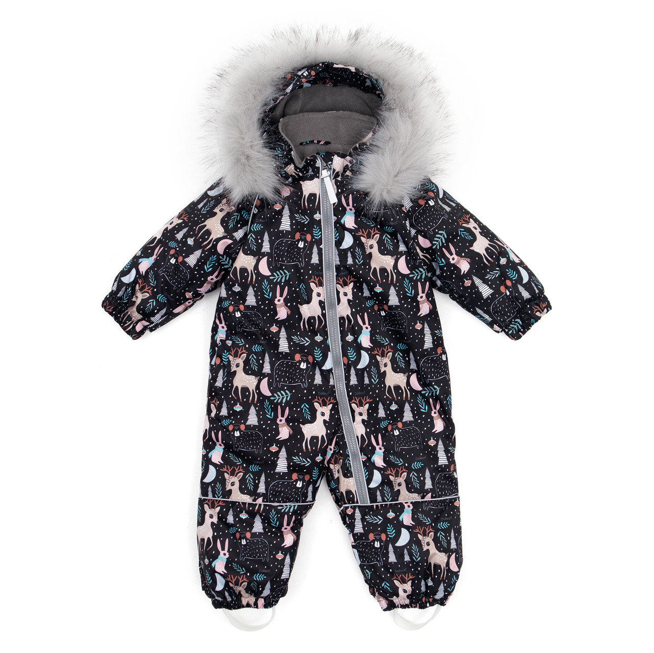Дитячий зимовий комбінезон Аполло з хутром опушкою Утеплювач Termoloft Мембранна тканина Чарівний ліс принт Розмір 74/80, фото 1