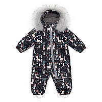 Дитячий зимовий комбінезон Аполло з хутром опушкою Утеплювач Termoloft Мембранна тканина Чарівний ліс принт Розмір 74/80