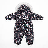 Дитячий зимовий комбінезон Аполло з хутром опушкою Утеплювач Termoloft Мембранна тканина Чарівний ліс принт Розмір 74/80, фото 6