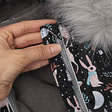 Дитячий зимовий комбінезон Аполло з хутром опушкою Утеплювач Termoloft Мембранна тканина Чарівний ліс принт Розмір 74/80, фото 8