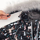 Дитячий зимовий комбінезон Аполло з хутром опушкою Утеплювач Termoloft Мембранна тканина Чарівний ліс принт Розмір 74/80, фото 9