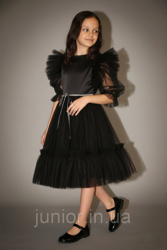 Сукня святкова для дівчинки Wednesday Addams Чорна 104-146 р. Ошатна сукня в стилі Венсдей, фото 1