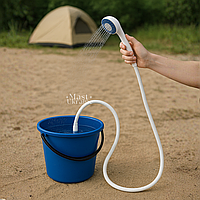 Портативний душ кемпінговий на акумуляторі, переносний туристичний з лійкою, шлангом та вбудованою помпою, TR-280