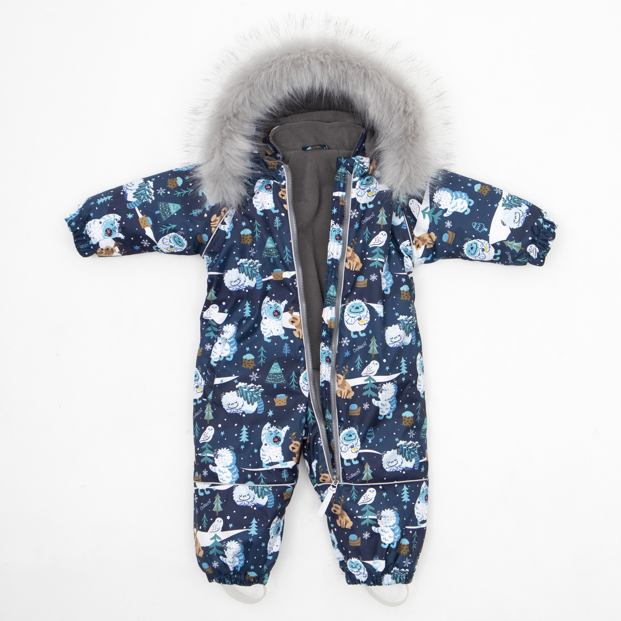 Дитячий зимовий комбінезон Аполло з хутром опушкою Утеплювач Termoloft Мембранна тканина Єті принт Розмір 74/80, фото 1