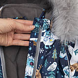 Дитячий зимовий комбінезон Аполло з хутром опушкою Утеплювач Termoloft Мембранна тканина Єті принт Розмір 74/80, фото 4