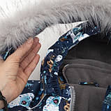 Дитячий зимовий комбінезон Аполло з хутром опушкою Утеплювач Termoloft Мембранна тканина Єті принт Розмір 74/80, фото 5