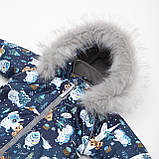 Дитячий зимовий комбінезон Аполло з хутром опушкою Утеплювач Termoloft Мембранна тканина Єті принт Розмір 74/80, фото 7