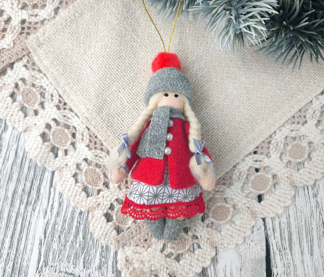 Іграшка на ялинку "Дівчинка в червоному пальто", фото 1