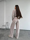 Ангоровий теплий жіночий костюм вільного крою, бежевий ангоровий жіночий костюм, фото 3
