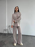 Ангоровий теплий жіночий костюм вільного крою, бежевий ангоровий жіночий костюм, фото 4