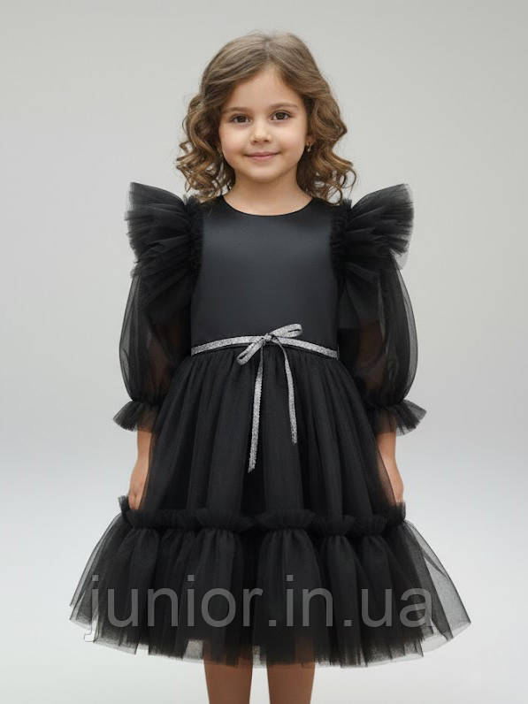 Сукня для дівчинки Wednesday Addams Чорна 122-146 р. Ошатна сукня для дівчинки Сукня в стилі Венсдей, фото 1
