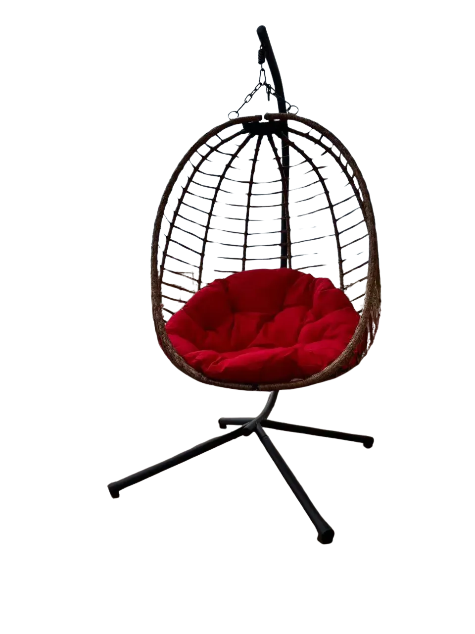 Підвісне садове крісло гойдалка SAN VITO підвісна садова гойдалка кокон гніздо для саду з м'якою червоною подушкою Коричневий