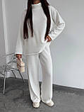 Ангоровий теплий жіночий костюм вільного крою, білий ангоровий жіночий костюм, фото 7