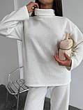Ангоровий теплий жіночий костюм вільного крою, білий ангоровий жіночий костюм, фото 5