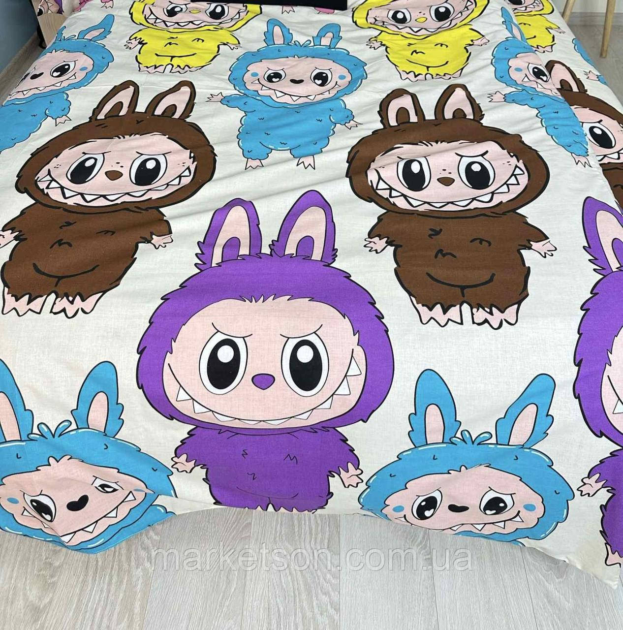Дитяча полуторна постільна білизна бавовна Лабубу