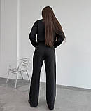 Ангоровий теплий жіночий костюм вільного крою, чорний ангоровий жіночий костюм, фото 3