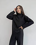 Ангоровий теплий жіночий костюм вільного крою, чорний ангоровий жіночий костюм, фото 4