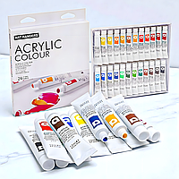 Акрилові фарби художні, набір 24 кольори по 12 мл, тюбики в коробці