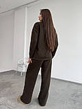 Ангоровий теплий жіночий костюм вільного крою, темно-коричневий ангоровий жіночий костюм, фото 2